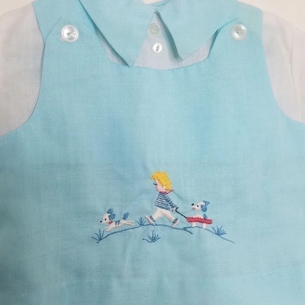 Vintage Handmade Set Boy Dog Shirt Shorts NB